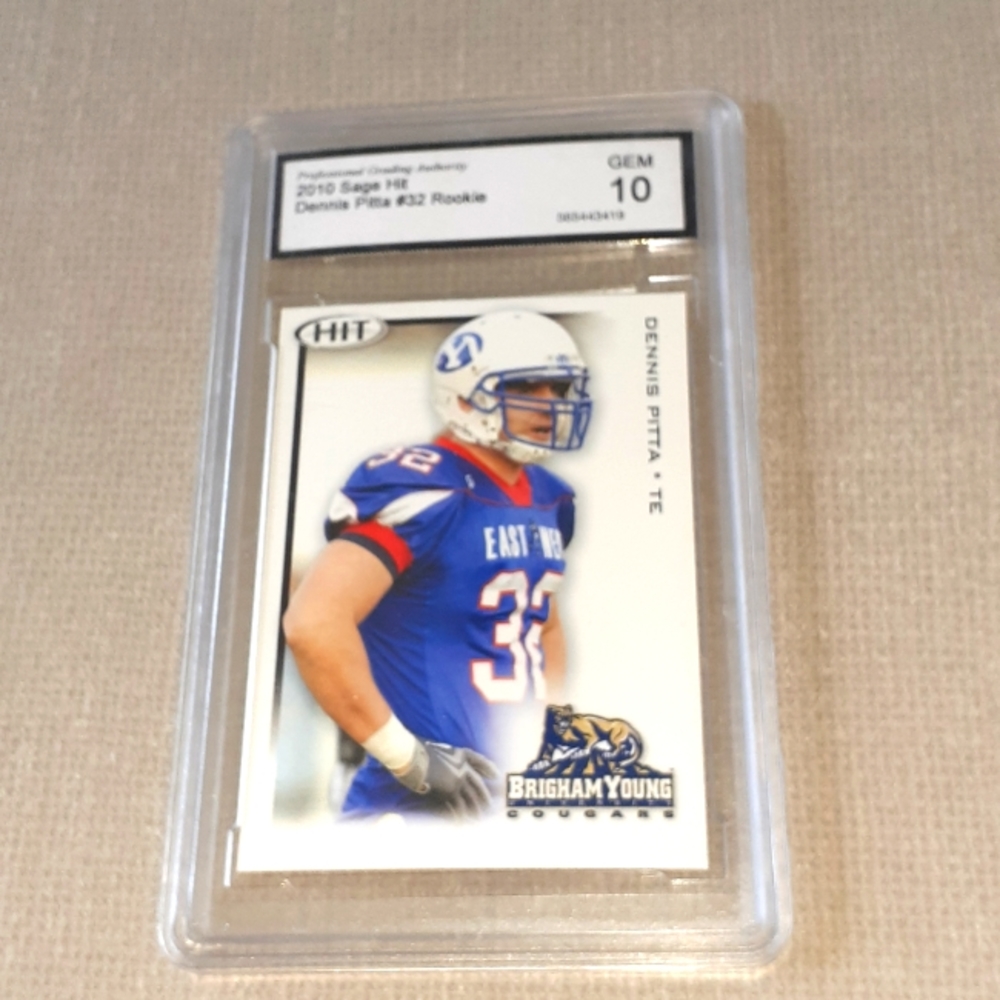 2010 Hit Dennis Pitta Baltimore Ravens Graded Rookie Card Brigham Young  Cougars